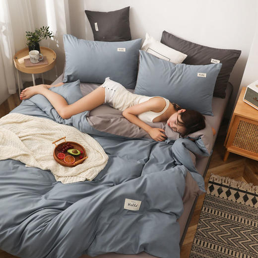 床上用品四件套单被套简约学生三件套宿舍上下铺纯色被罩床单套件exo6 商品图3