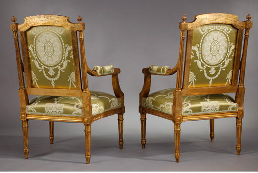 独角鹿西洋古董家具木鎏金雕饰淡绿色丝绸提花面料沙发座椅套件 商品图4