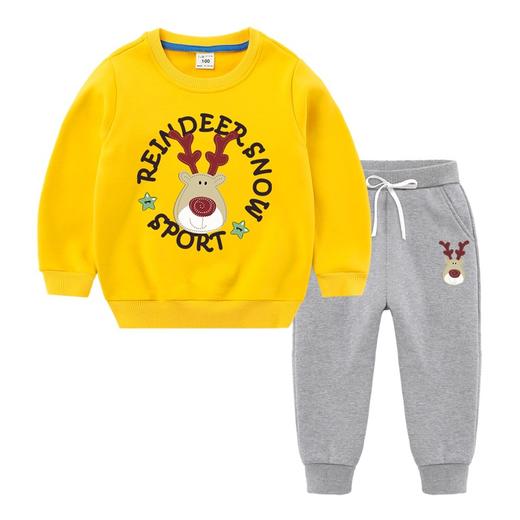 【圣诞复合绒保暖套装】儿童秋冬宝宝加绒加厚套装儿童复合加绒长袖两件套装 商品图8