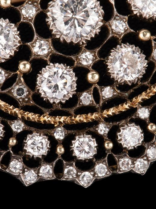 独角鹿西洋古董意大利珠宝工坊布契拉提出品金银镂雕镶嵌钻石胸针 商品图3