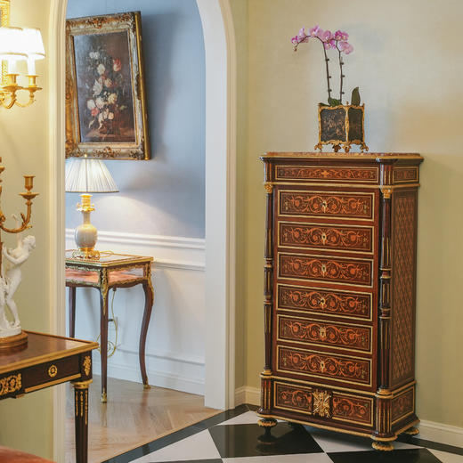 国内现货独角鹿西洋古董家具拿破仑三世DIEHL工坊翻盖边柜写字台 商品图0