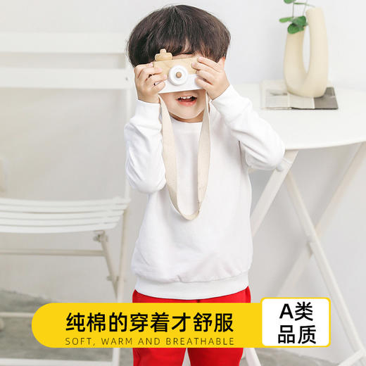 【纯棉的穿着才舒服】儿童卫衣秋季新款男童韩版圆领套头衫女童纯色宽松长袖上衣潮 商品图1