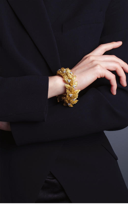 独角鹿西洋古董首饰著名珠宝世家自然主义18k黄金镶钻石手链手镯 商品图1