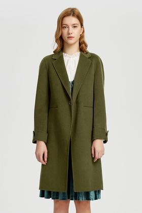 Eifini伊芙丽 军绿色简约气质大衣 10172