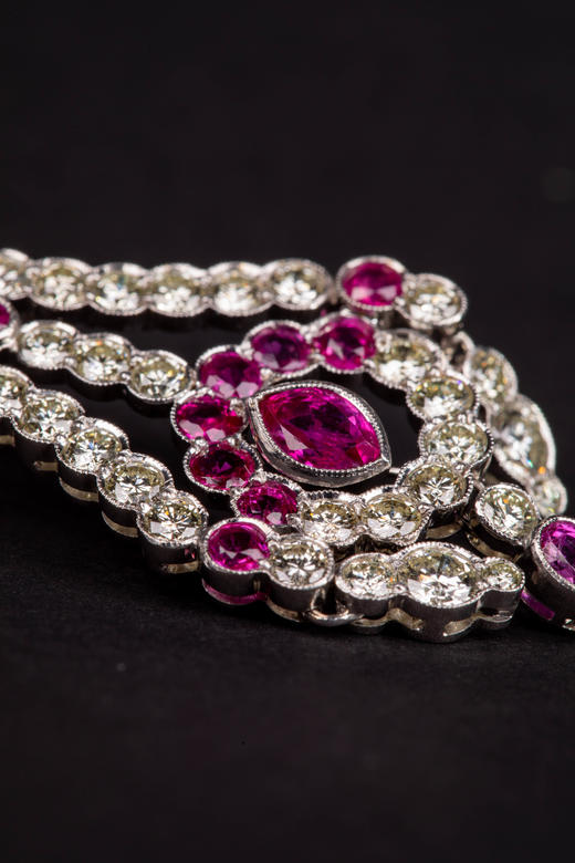 独角鹿西洋古董珠宝首饰欧洲18k金镶嵌钻石红宝石耳环耳坠耳饰 商品图4