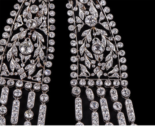 独角鹿西洋古董首饰珠宝美好时代风铂金镶嵌钻石蝴蝶结流苏胸针 商品图4