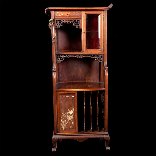 独角鹿西洋古董家具19世纪法国出品Viardot风格木制镶嵌展示柜 商品图0