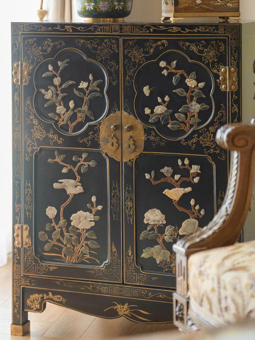 国内现货独角鹿西洋古董家具创汇时期中国回流百宝嵌漆器柜立柜边 商品图2