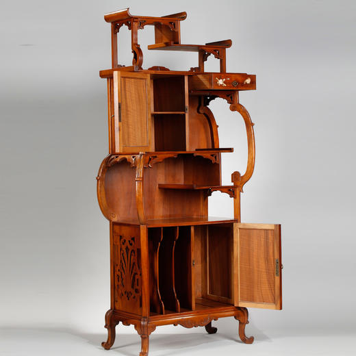 独角鹿西洋古董家具1890年代法国胡桃木珍贵材质展示柜立柜 商品图2