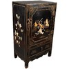 独角鹿西洋古董家具20世纪中国出品传统人物黑漆底百宝嵌边柜立柜 商品缩略图4