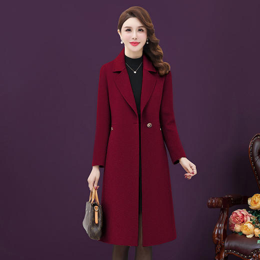 YMR8706新款时尚优雅气质中长款呢子大衣外套 商品图2