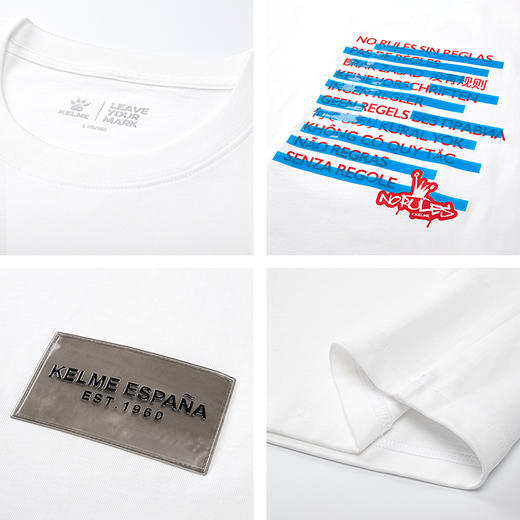 卡尔美运动短袖T恤2022新款字母图案圆领套头休闲潮流文化衫 商品图3