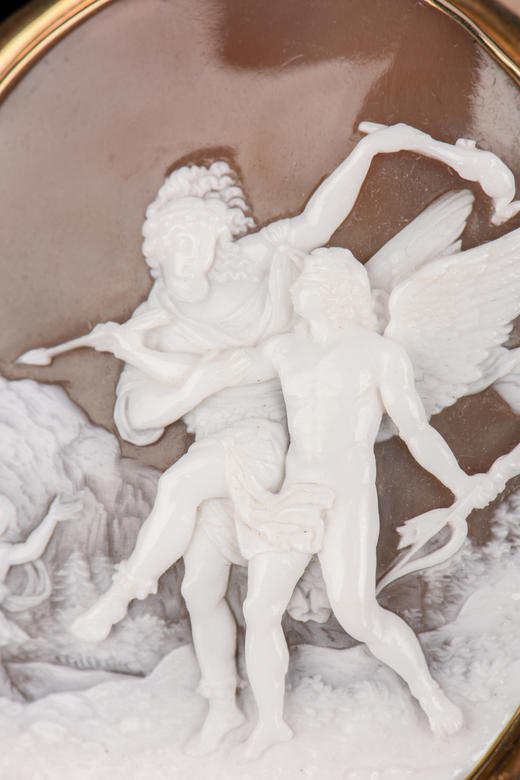 国内现货独角鹿西洋古董珠宝首饰14k金镶嵌全场景贝雕卡梅奥胸针 商品图3