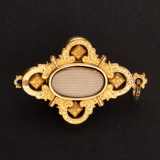 独角鹿西洋古董珠宝首饰19世纪末18k黄金镶嵌钻石珐琅石榴石吊坠 商品图4