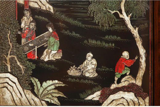 独角鹿西洋古董家具铜鎏金饰大理石款彩漆雕东方风格橡木橱柜斗柜 商品图3