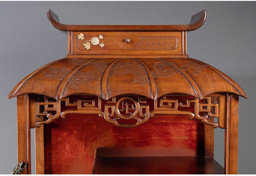 独角鹿西洋古董家具法国古典螺钿镶嵌铜鎏金浮雕镂雕展示柜/边柜 商品图2