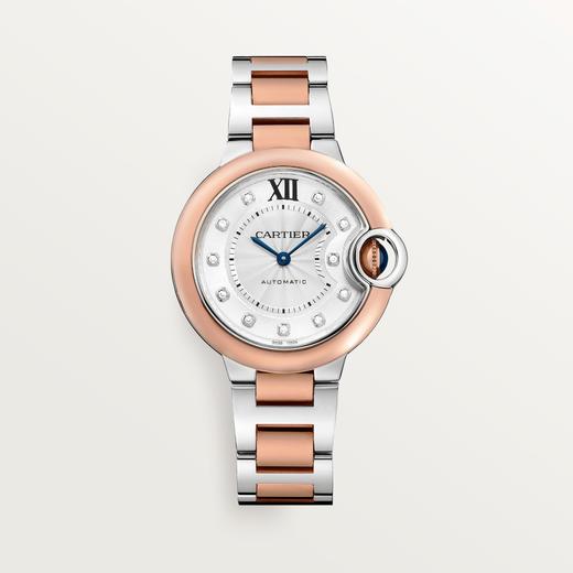 卡地亚 Cartier Ballon Bleu de Cartier 蓝气球腕表 33毫米 精钢色 - 玫瑰K金 自动上链 W3BB0021 商品图0