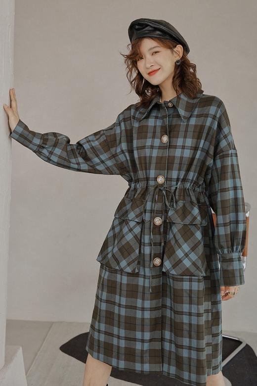 amadella 格纹披肩两穿外套 10204【不含腰带、皮质衣领】 商品图3