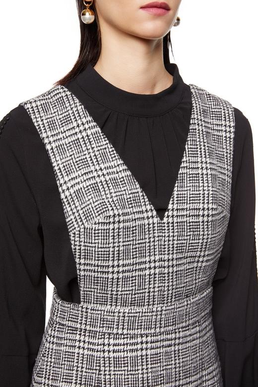 Le Malene 灰色经典千鸟格背带裙 8303 商品图3