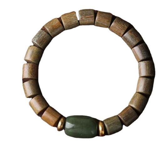 六鑫珠宝 绿檀木桶珠DIY青枝绿叶款手串规格0.8男女念珠 商品图4