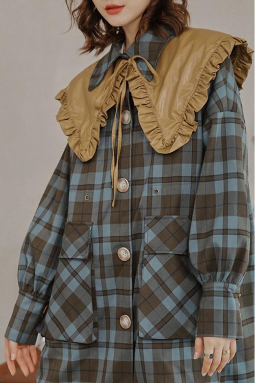 amadella 格纹披肩两穿外套 10204【不含腰带、皮质衣领】 商品图4