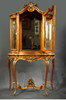独角鹿西洋古董家具法国羽毛纹章雕饰金地马丁漆弧形玻璃展示柜 商品缩略图1