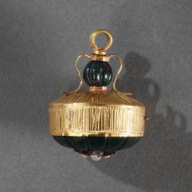 独角鹿西洋古董法国18K金镶嵌血滴石野生珍珠八音盒挂坠