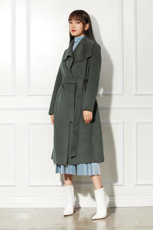 ESTELLICA 灰绿宽松双面呢腰带大衣 10129 商品图1