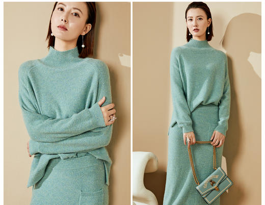 “名媛“J204246颈袖添香2024品牌秋冬季新款慵懒风宽松毛衣修身J20424692 商品图4