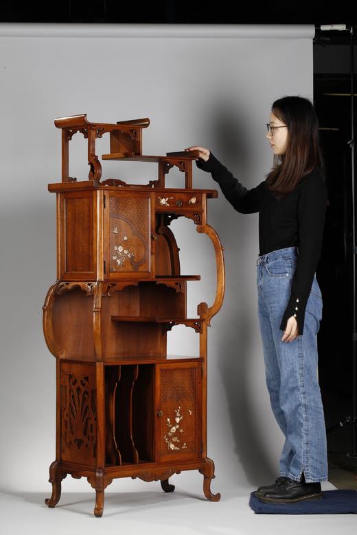 独角鹿西洋古董家具1890年代法国胡桃木珍贵材质展示柜立柜 商品图4