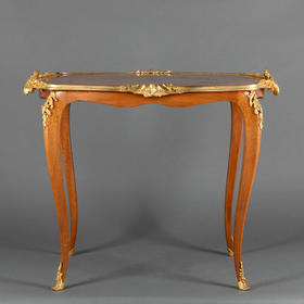 独角鹿西洋古董家具艺术家Paul Sormani铜鎏金细木镶嵌四足茶桌