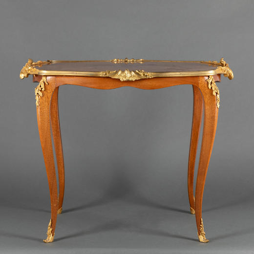 独角鹿西洋古董家具艺术家Paul Sormani铜鎏金细木镶嵌四足茶桌 商品图0