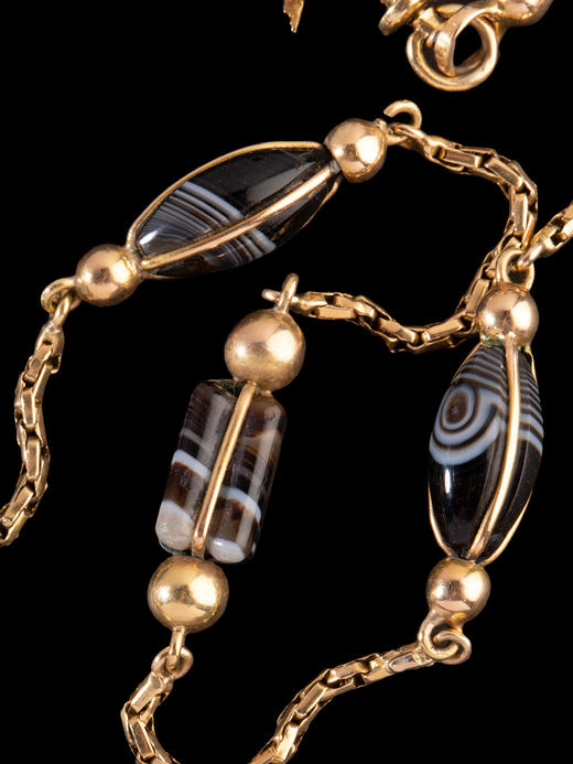 独角鹿西洋古董黄金镶缠丝玛瑙血滴石长链条款火漆印章吊坠 商品图3