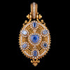 独角鹿西洋古董珠宝首饰18K黄金镂空累丝镶嵌蓝宝石钻石吊坠项链 商品缩略图0