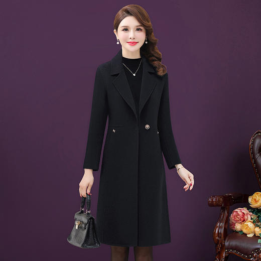 YMR8706新款时尚优雅气质中长款呢子大衣外套 商品图1