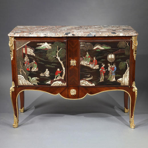 独角鹿西洋古董家具铜鎏金饰大理石款彩漆雕东方风格橡木橱柜斗柜 商品图0