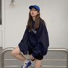 【百搭潮流时尚秋装卫衣】跨境卫衣女韩版宽松印花秋季新款中长款百搭BF原宿风蓝色上衣潮 商品缩略图2