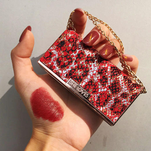 小香风皮草口红不掉色学生款带镜子显白红棕烂番茄色抖音网红同款 商品图2