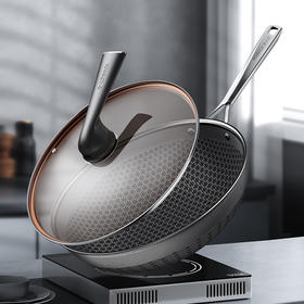 新款【康巴赫旗舰s款双面屏炒锅32cm*送七件套】百洁布3  铲子1 勺子1 蒸屉1 油壶1 清洁膏1 筷子10双