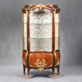 国内现货独角鹿西洋古董家具大师林克铜鎏金装饰细木工玻璃展示柜