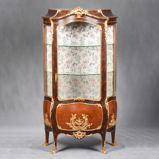 国内现货独角鹿西洋古董家具大师林克铜鎏金装饰细木工玻璃展示柜 商品图0