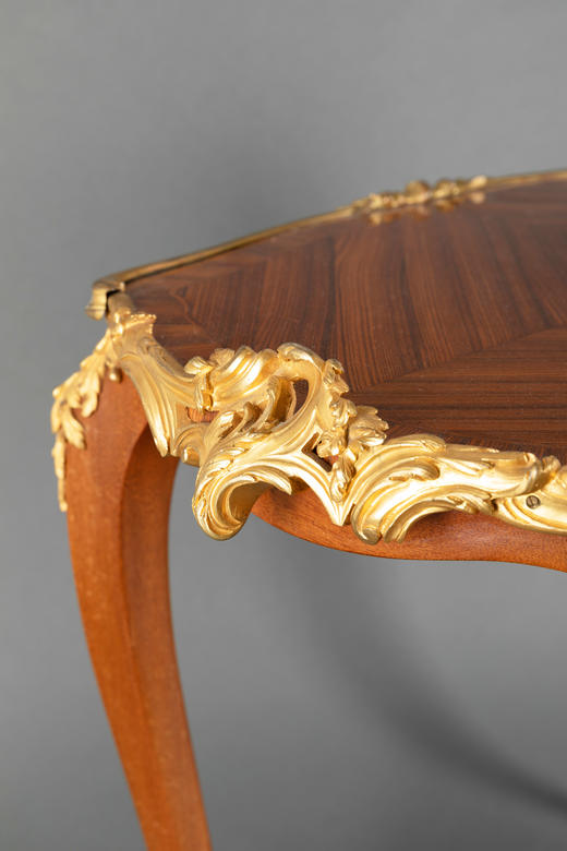 独角鹿西洋古董家具艺术家Paul Sormani铜鎏金细木镶嵌四足茶桌 商品图3