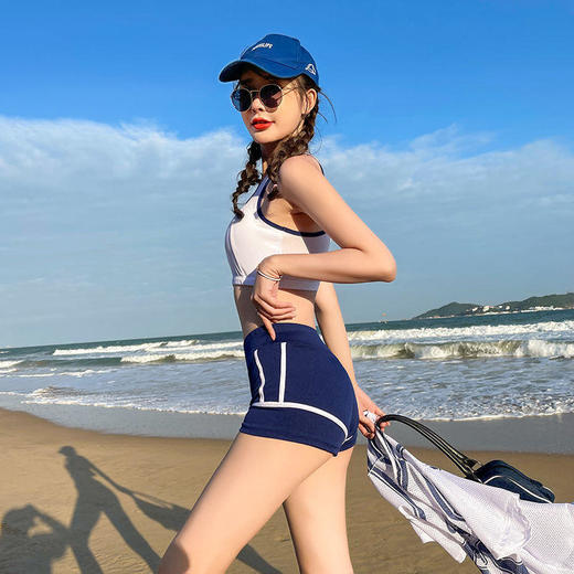 学生上课游泳衣女分体三件套少女保守遮肚显瘦宽松泡温泉初中生装 商品图7