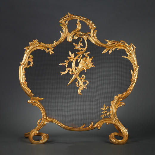 独角鹿西洋古董法国拿破仑三世时期胜利火炬精雕铜鎏金壁炉屏风 商品图0