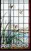 独角鹿西洋古董法国新艺术时期水岸鸢尾雀鸟主题彩绘玻璃花窗一对 商品缩略图4