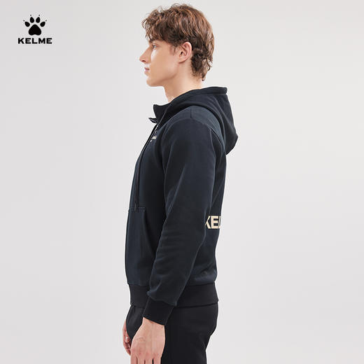 卡尔美连帽针织外套男2022冬季新款撞色拼接加绒开衫夹克潮 商品图3