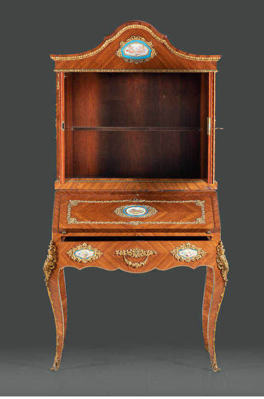 独角鹿西洋古董家具小天使主题铜鎏金手绘瓷面画木质写字台办公桌 商品图1