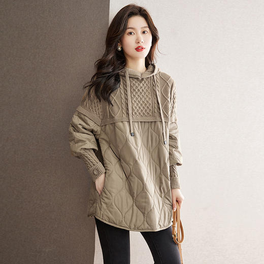 今年流行的毛衣拼接套头，宽松外穿厚款连帽针织衫上衣新款CC-22-3670 商品图2