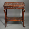 独角鹿西洋古董家具法国出品东方风格木制雕刻镶嵌母贝双层矮桌 商品缩略图0