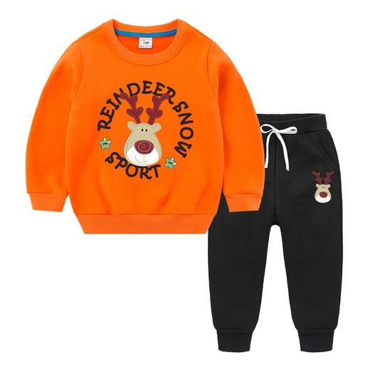 【圣诞复合绒保暖套装】儿童秋冬宝宝加绒加厚套装儿童复合加绒长袖两件套装 商品图11